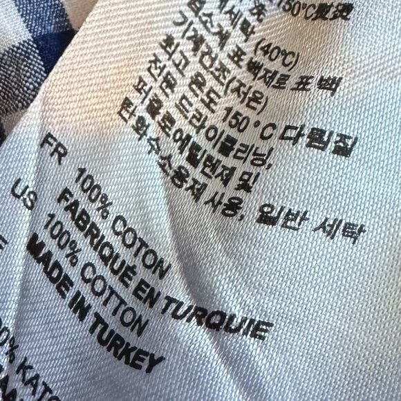 Sandro Paris Blue White Check Print Button-Down Shirt Long Sleeve Size Large - Picture 12 of 12